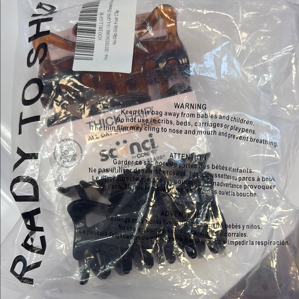 Scunci Hair Clip Trio - Black, Brown, and Amber